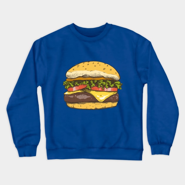 Burger Hand Drawn Crewneck Sweatshirt by Mako Design 